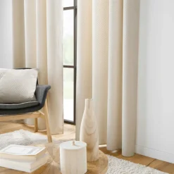 Rideau|douceur d'intu017drieur Rideau flanelle relief (140 x 260 cm) Java Ecru