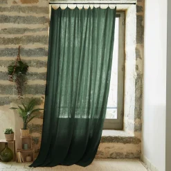 Rideau|EMINZA Rideau gaze de coton ajustable (180 x 300 cm) Gaïa Vert sapin