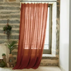 Rideau|EMINZA Rideau gaze de coton ajustable (140 x max 300 cm) Gaïa Terracotta