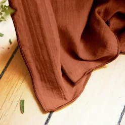 Rideau|EMINZA Rideau gaze de coton ajustable (180 x max 300 cm) Gaïa Terracotta