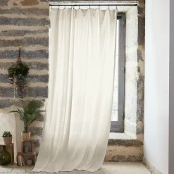 Rideau|EMINZA Rideau gaze de coton ajustable (180 x max 300 cm) Gaïa pampa Beige