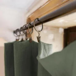 Rideau|EMINZA Rideau gaze de coton ajustable (180 x max 300 cm) Gaïa Vert romarin