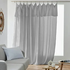 Rideau|EMINZA Rideau gaze de coton ajustable (280 x max 300 cm) Gaïa Gris nuage Gris clair