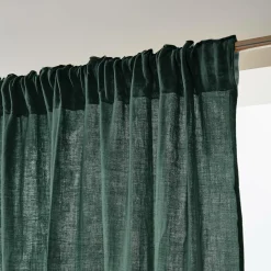 Rideau|EMINZA Rideau gaze de coton galon fronceur (180 x 240 cm) Gaïa Vert sapin