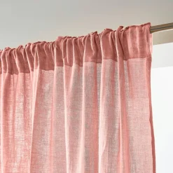 Rideau|EMINZA Rideau gaze de coton galon fronceur (140 x 240 cm) Gaïa Rose Pêche