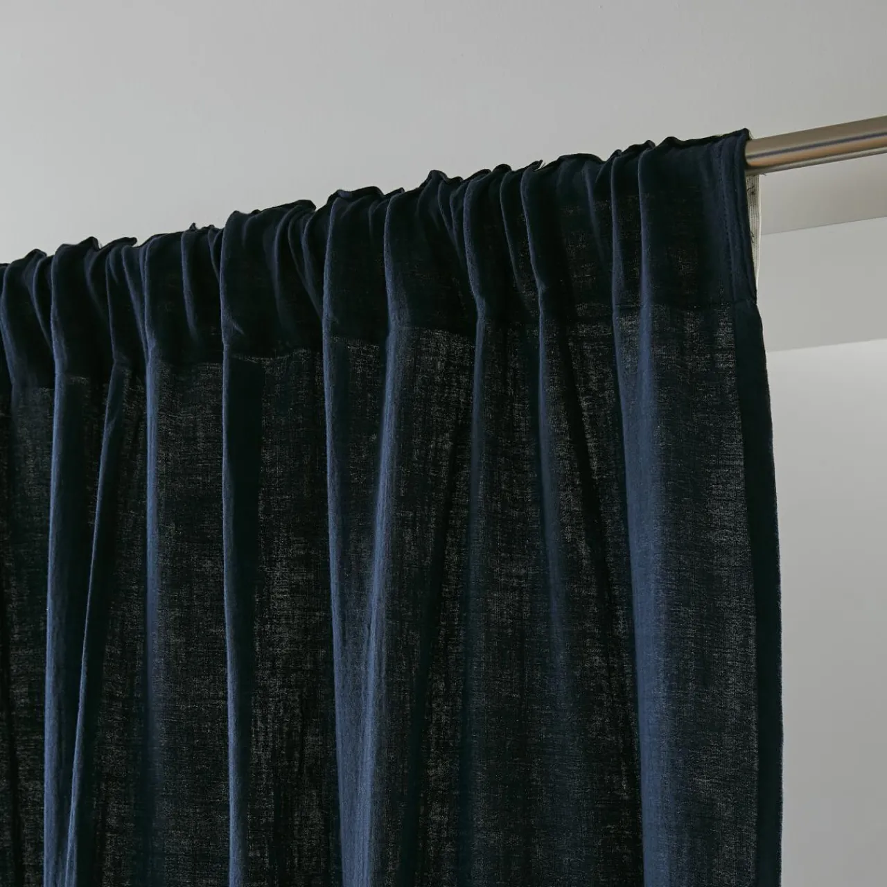 Rideau|EMINZA Rideau gaze de coton galon fronceur (140 x 240 cm) Gaïa Bleu nuit