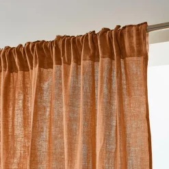 Rideau|EMINZA Rideau gaze de coton galon fronceur (140 x 240 cm) Gaïa Abricot