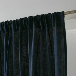 Rideau|EMINZA Rideau gaze de coton galon fronceur (180 x 240 cm) Gaïa Bleu nuit