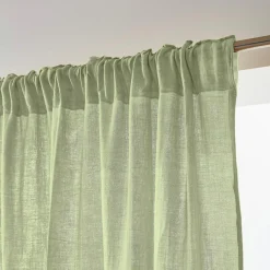 Rideau|EMINZA Rideau gaze de coton galon fronceur (140 x 240 cm) Gaïa Vert tilleul