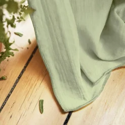 Rideau|EMINZA Rideau gaze de coton galon fronceur (180 x 240 cm) Gaïa Vert tilleul