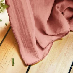 Rideau|EMINZA Rideau gaze de coton galon fronceur (180 x 240 cm) Gaïa Rose Pêche