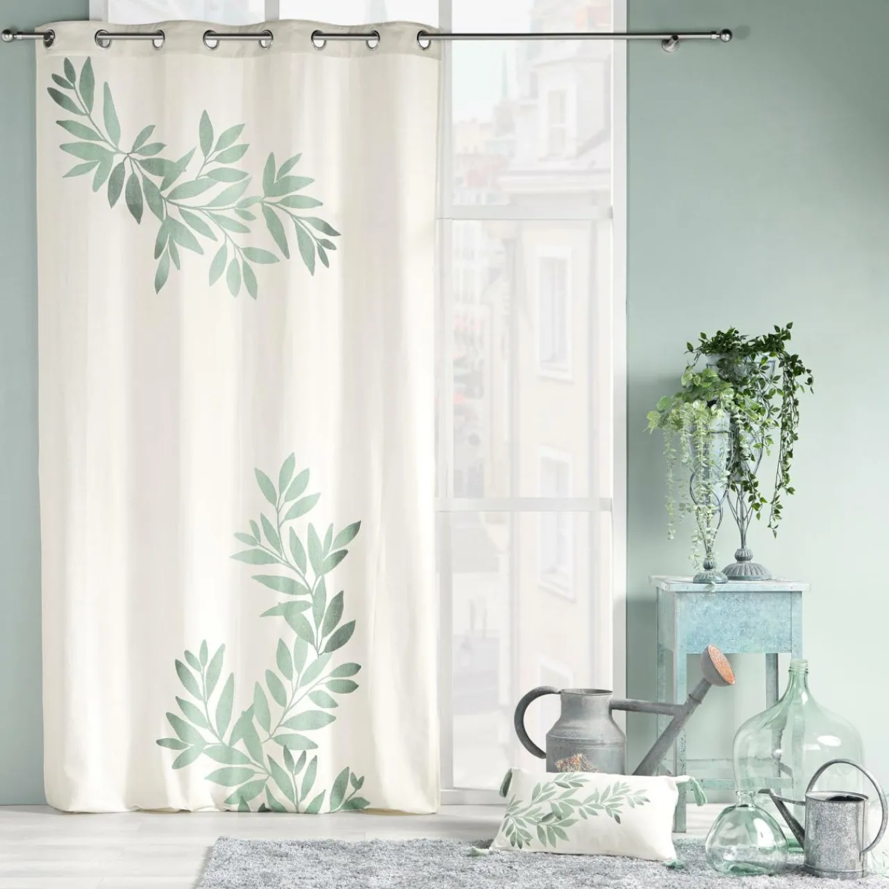 Rideau|douceur d'intu017drieur Rideau œillets (140 x 260 cm) Nymphea Vert menthe