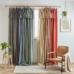 Rideau|EMINZA Rideau lyocell Tencel™ ajustable (140 x max 270 cm) Olivia stone Bleu