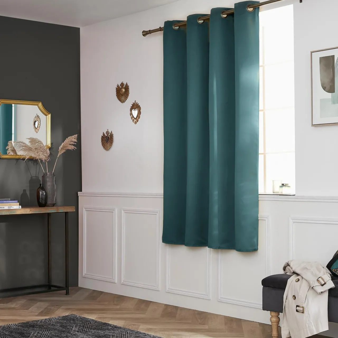 Rideau|EMINZA Rideau obscurcissant (140 x 180 cm) Dark Bleu canard