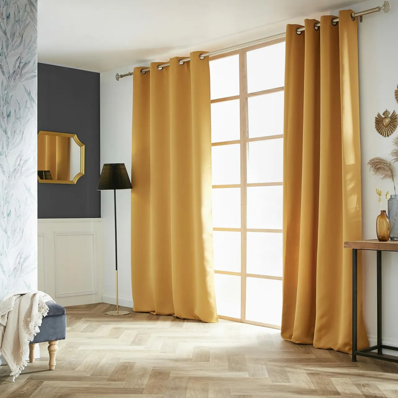 Rideau|EMINZA Rideau obscurcissant (140 x 280 cm) Dark Jaune moutarde