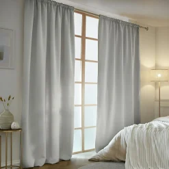 Rideau Thermique|Rideau|EMINZA Rideau obscurcissant thermique galon fronceur (140 x 240 cm) Calore Gris clair