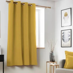 Rideau|EMINZA Rideau obscurcissant thermique (140 x 180 cm) Minuit Jaune ocre