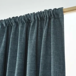 Rideau Thermique|Rideau|EMINZA Rideau obscurcissant thermique galon fronceur (180 x 260 cm) Alba Bleu
