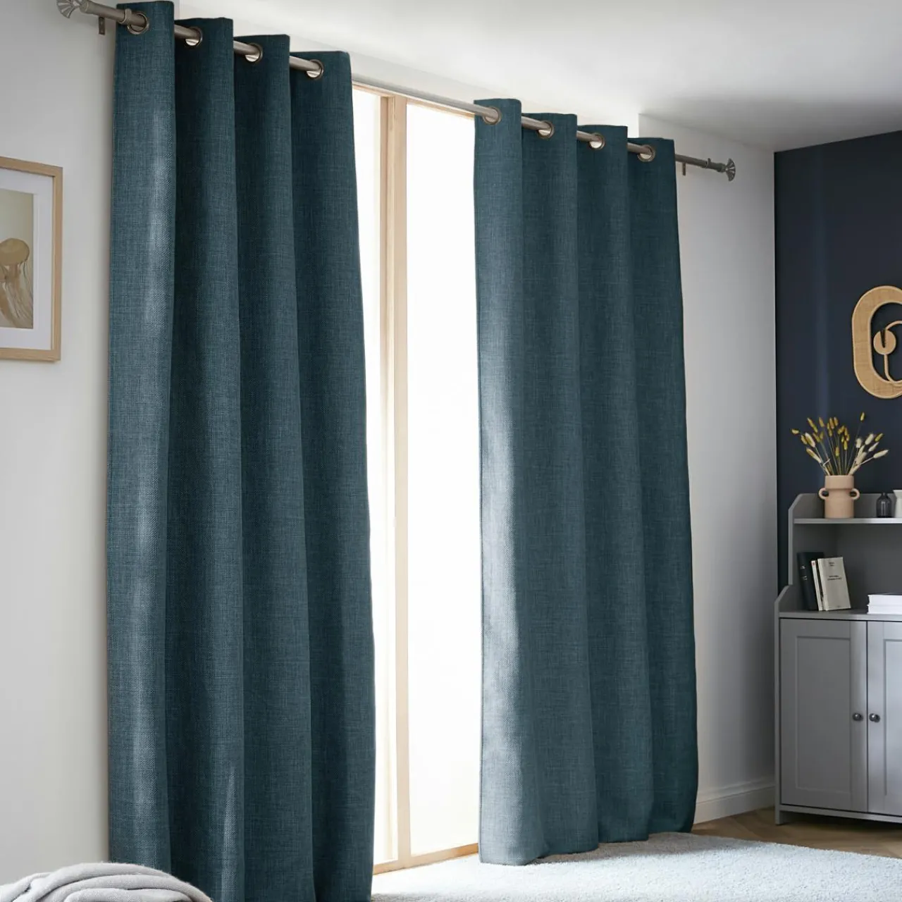 Rideau Thermique|Rideau|EMINZA Rideau obscurcissant thermique (140 x 280 cm) Alba Bleu