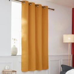 Rideau Thermique|Rideau|EMINZA Rideau obscurcissant thermique (140 x 180 cm) Calore Jaune moutarde