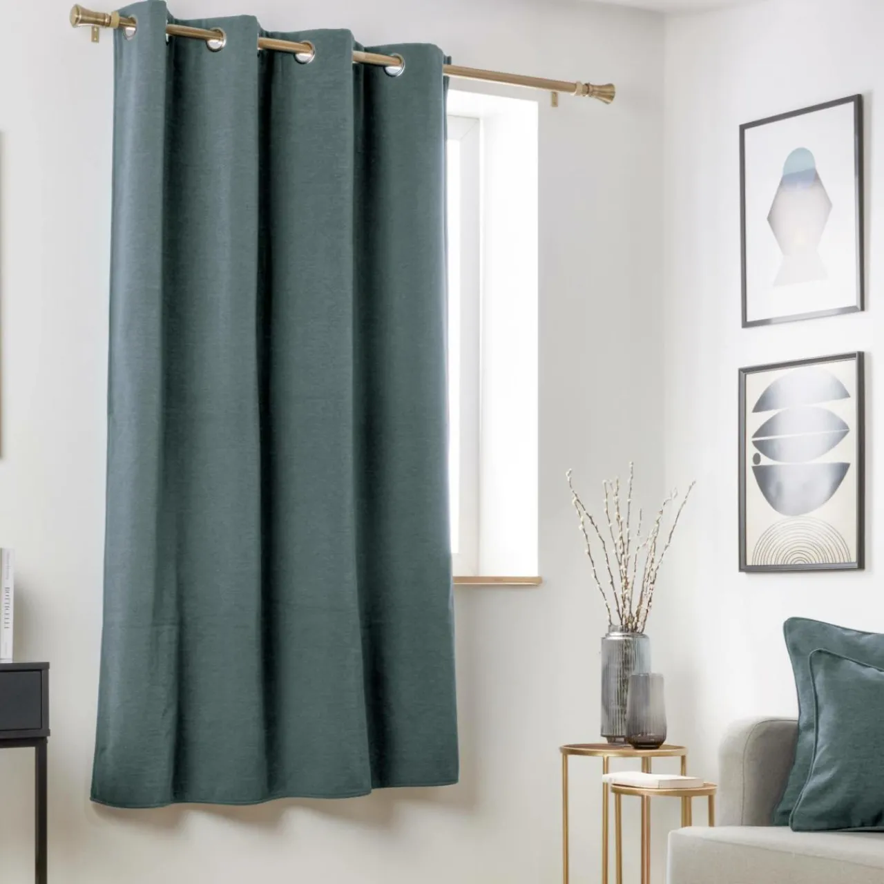 Rideau|EMINZA Rideau obscurcissant thermique (140 x 180 cm) Minuit Gris bleu