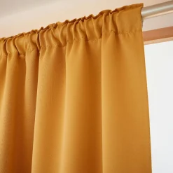 Rideau Thermique|Rideau|EMINZA Rideau obscurcissant thermique galon fronceur (140 x 240 cm) Calore Jaune moutarde