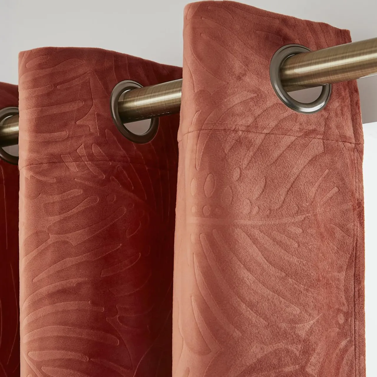 Rideau|EMINZA Rideau obscurcissant velours (180 x 260 cm) Fern Terracotta