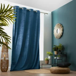 Rideau|EMINZA Rideau obscurcissant velours (140 x 280 cm) Fern Bleu marine