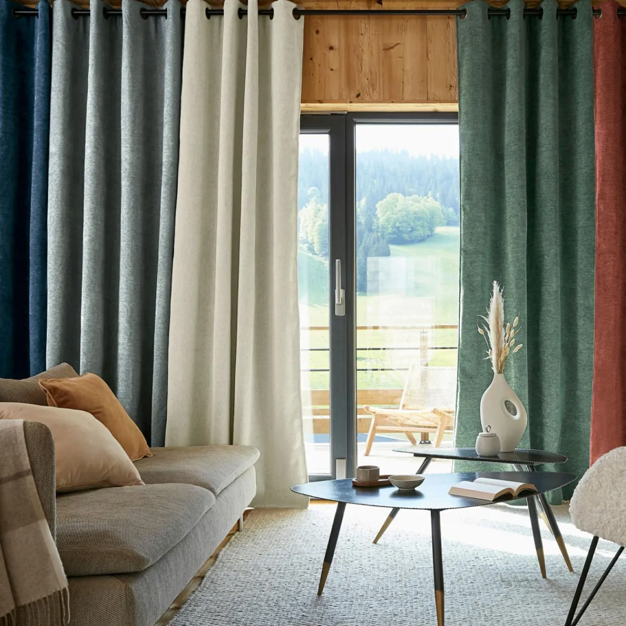 Rideau Thermique|Rideau|EMINZA Rideau occultant isolant Total Blackout (140 x 240 cm) Magnus Beige