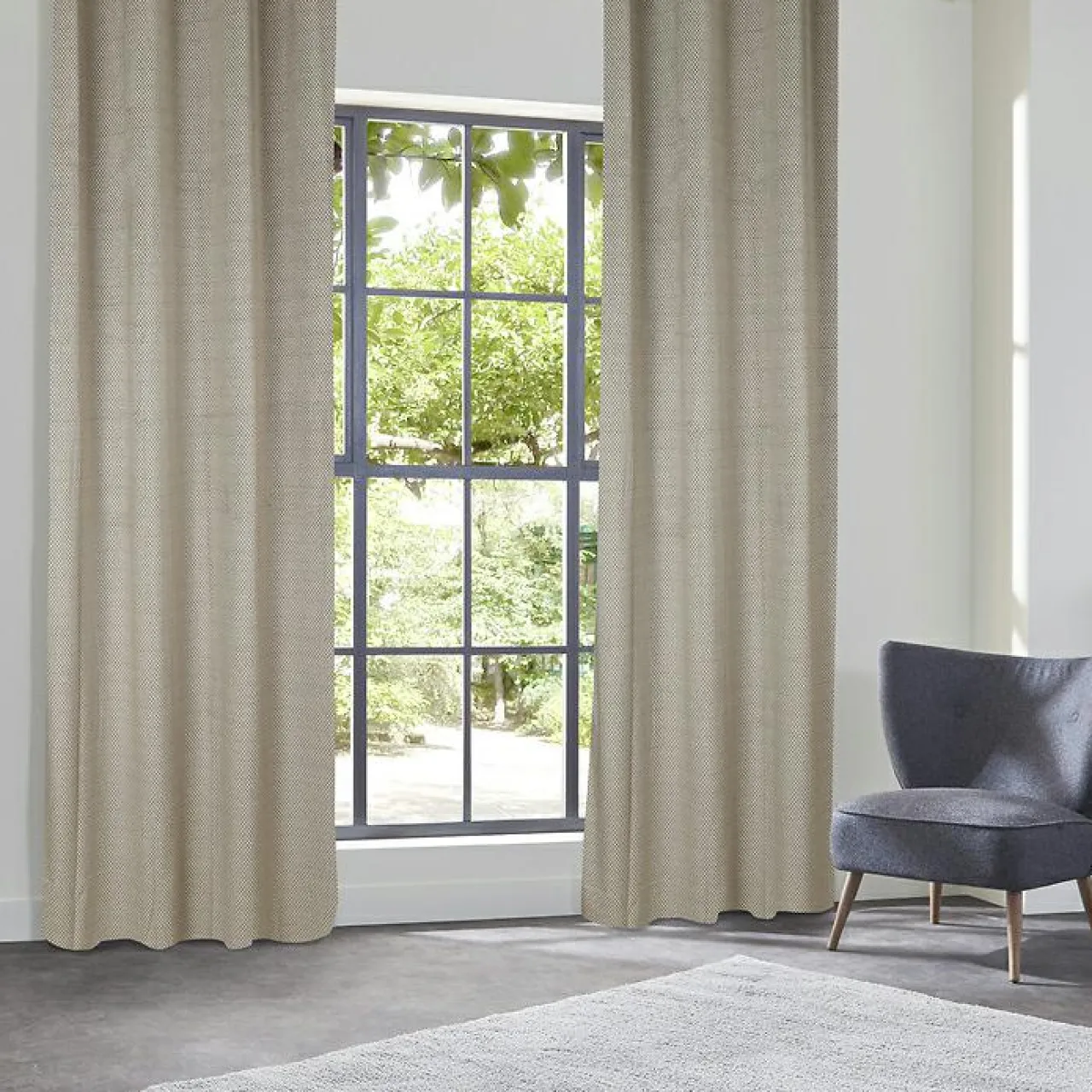 Rideau|Atmosphera, cru017dateur d'intu017drieur Rideau occultant velours (135 x 260 cm) Yupi lin Beige