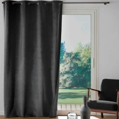 Rideau|douceur d'intu017drieur Rideau occultant velours (140 x 260 cm) Olympe Gris Anthracite