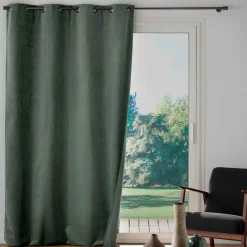 Rideau|douceur d'intu017drieur Rideau occultant velours (140 x 260 cm) Olympe Vert kaki