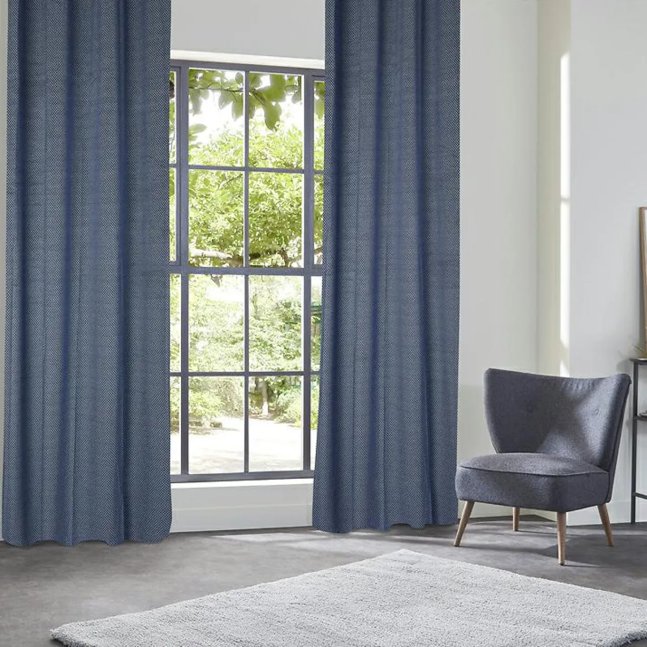 Rideau|Atmosphera, cru017dateur d'intu017drieur Rideau occultant velours (135 x 260 cm) Yupi indigo Bleu