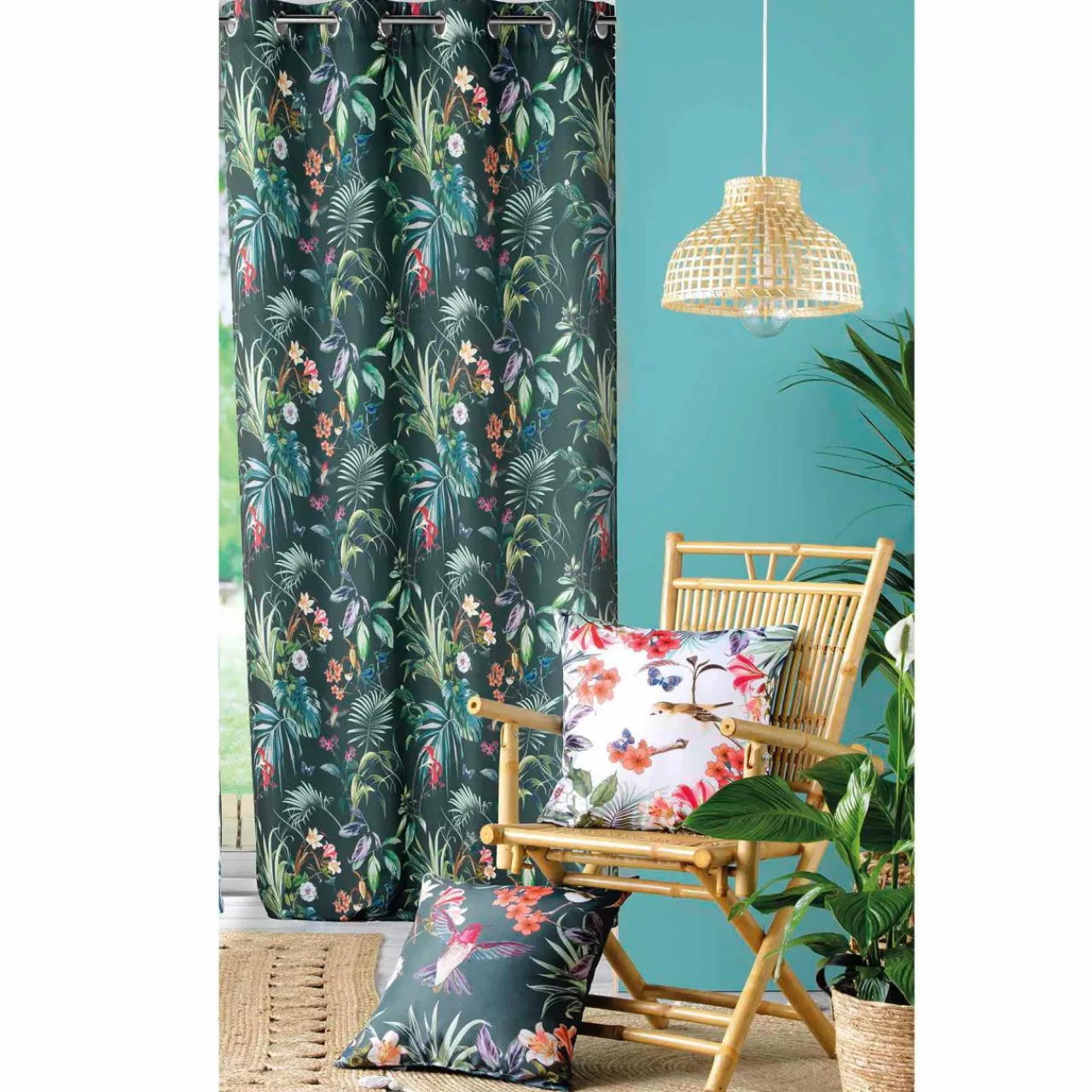 Rideau|DOUCEUR D'INTERIEUR Rideau oeillets (140 x 260 cm) Féerie Vert émeraude