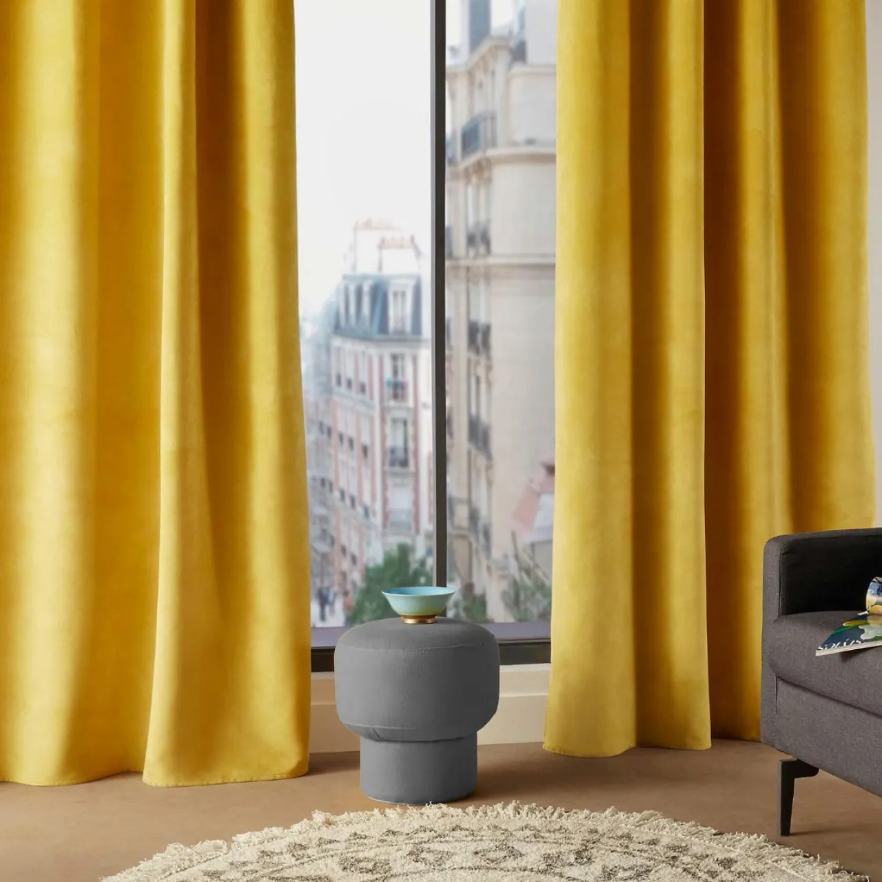 Rideau|ATMOSPHERA Rideau oeillets (140 x 260 cm) Lilou Jaune ocre