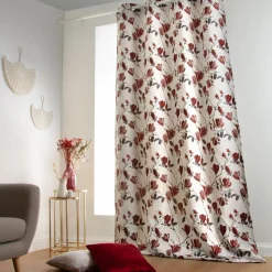 Rideau|LINDER Rideau oeillets (135 x 250 cm) Magnolia Rouge