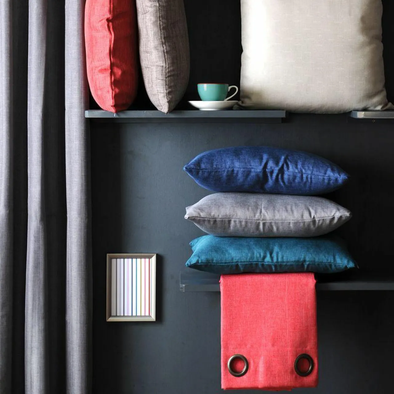 Rideau|LOVELY CASA Rideau oeillets (140 x H260 cm) Béa Bleu canard