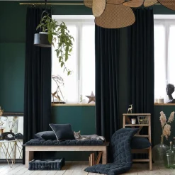 Rideau|EMINZA Rideau velours de coton ajustable (140 x max 270 cm) Victor Bleu nuit