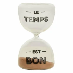 Objet Déco|OSTARIA Sablier déco en verre (H14 cm) Le Temps est bon Blanc