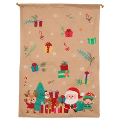 Bonnet, Chaussette Et Costume|JJA Sac cadeau en jute (H70 cm) Lutin et Père Noël Beige Multicolore