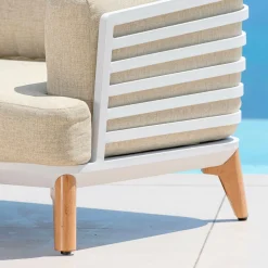 Salon De Jardin|MOBELLIA Salon de jardin aluminium 12 places 8 pcs Monte Carlo Blanc et beige Blanc - Beige