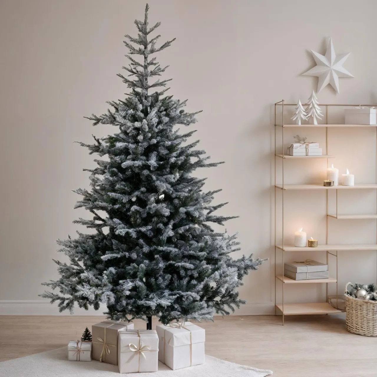 Sapin Artificiel De Noël|EMINZA Sapin artificiel de Noël (H150 cm) Glorious Vert enneigé Sapin enneigé