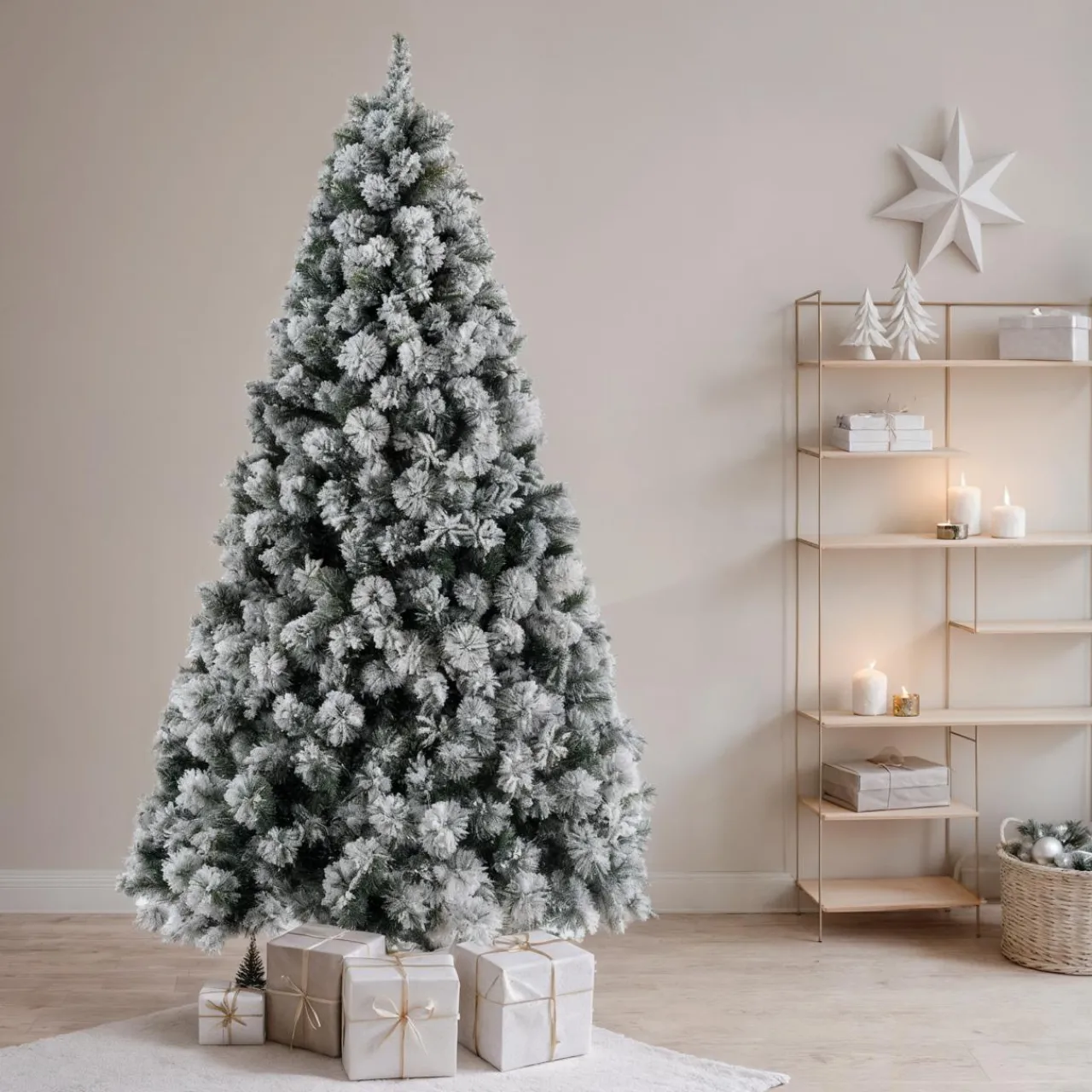 Sapin Grande Taille|Sapin Artificiel De Noël|EMINZA Sapin artificiel de Noël (H240 cm) Edmonton Vert enneigé Sapin enneigé