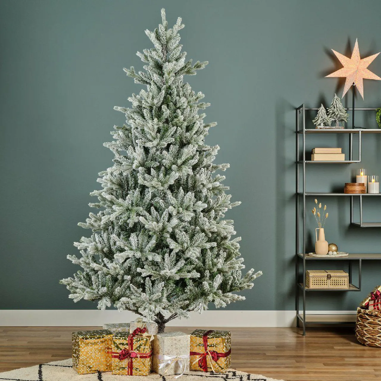 Sapin Grande Taille|Sapin Artificiel De Noël|EMINZA Sapin artificiel de Noël (H240 cm) Allix Vert enneigé Sapin enneigé