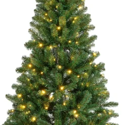 Sapin Artificiel De Noël|EMINZA Sapin de Noël artificiel lumineux 200 LED (H150 cm) King Vert sapin Sapin vert lumineux