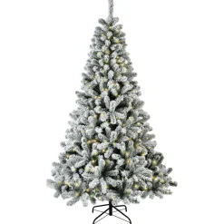 Sapin Artificiel De Noël|EMINZA Sapin de Noël artificiel lumineux 200 LED (H150 cm) King Vert enneigé Sapin enneigé lumineux