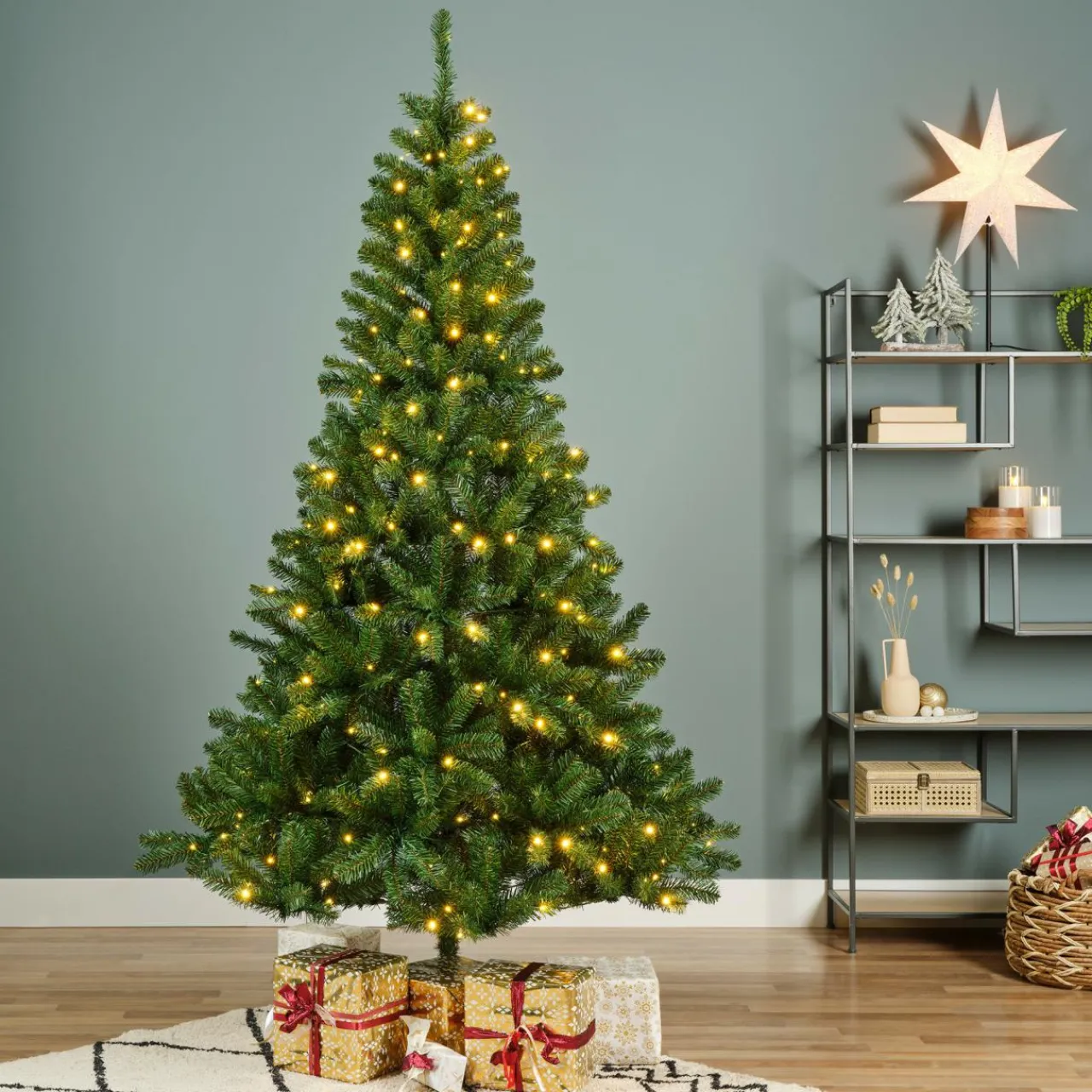 Sapin Artificiel De Noël|EMINZA Sapin de Noël artificiel lumineux 260 LED (H180 cm) King Vert sapin Sapin vert lumineux