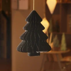Déco Et Objet De Noël|Décoration De Sapin|KAEMINGK Sapin en papier à suspendre (H15 cm) fermeture Magnétique Noir