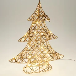 Déco Et Objet De Noël|KOOPMAN Sapin lumineux à piles 30 LED (H40 cm) Féerie de Noël Blanc Chaud doré