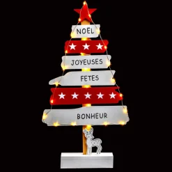 Déco Et Objet De Noël|Feeric Lights & Christmas Sapin lumineux en bois à piles (H50 cm) Blanc chaud